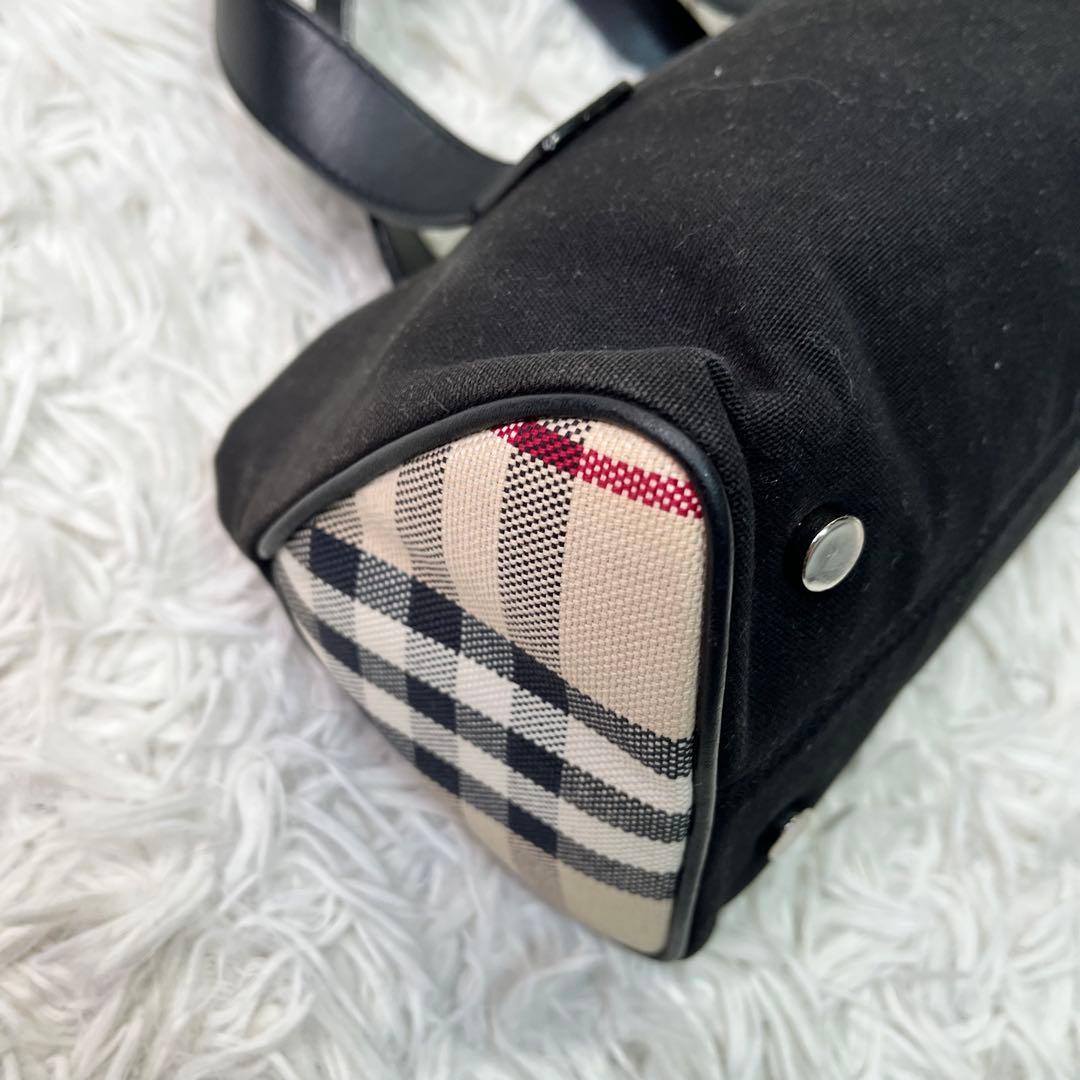 希少✨バーバリー ミニボストン ハンドバッグ キャンバス×レザー ノバチェック