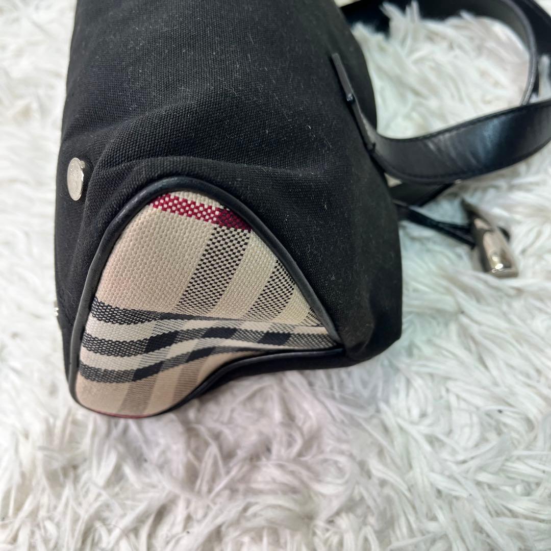 希少✨バーバリー ミニボストン ハンドバッグ キャンバス×レザー ノバチェック