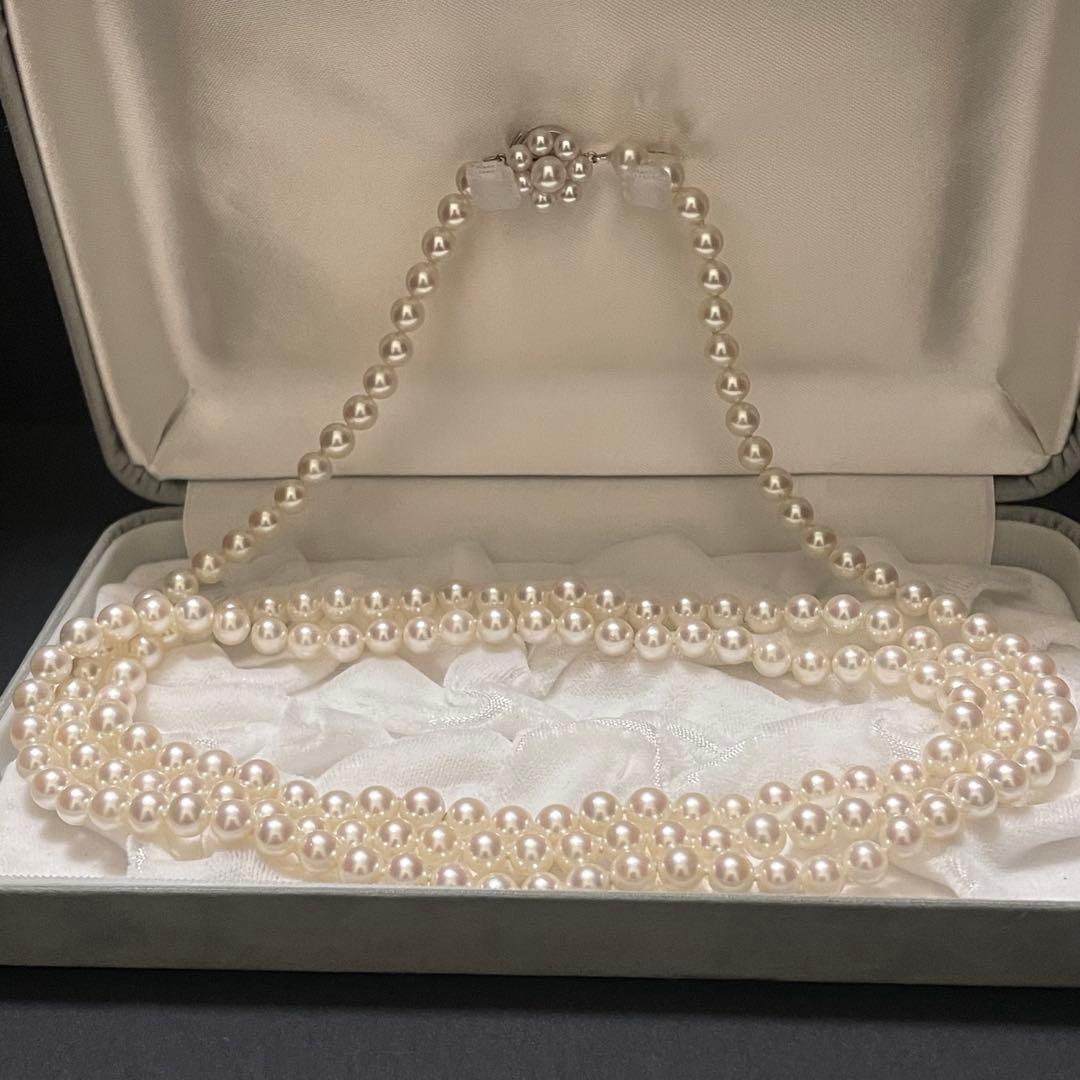 【田崎真珠✨K14WG】あこや真珠 ロングネックレス パール タサキ 2連 3連