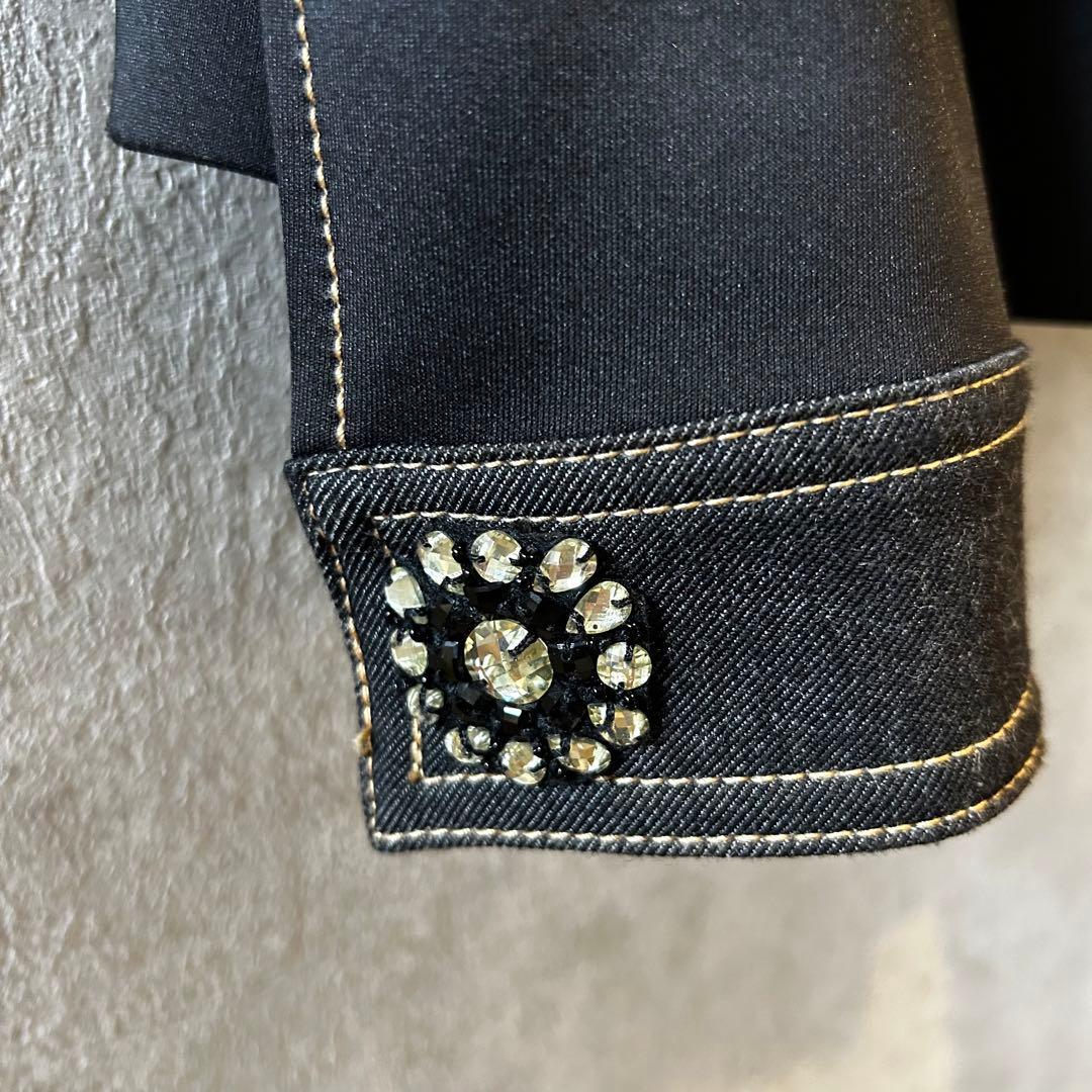 スーパービューティー Gジャン パーカー 黒 40 ビジュー