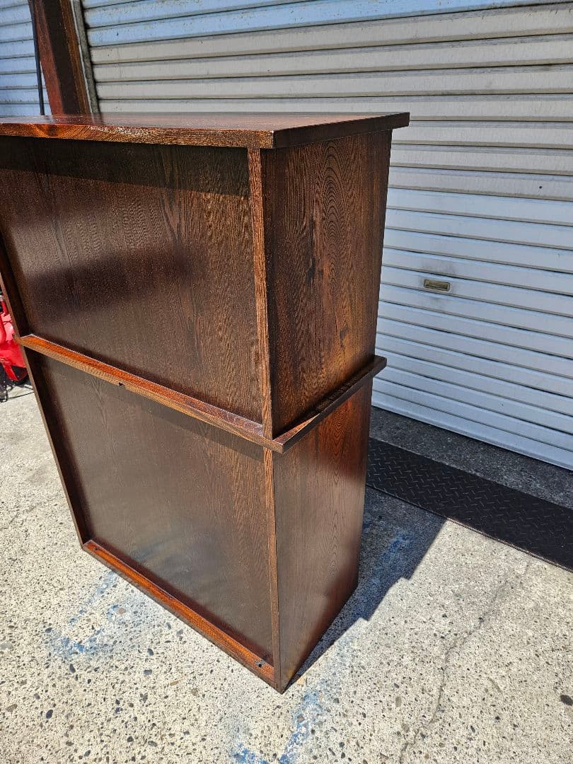 欅のガラスケース 飾り棚 キャビネット 無垢材 木製 ヴィンテージ レトロ