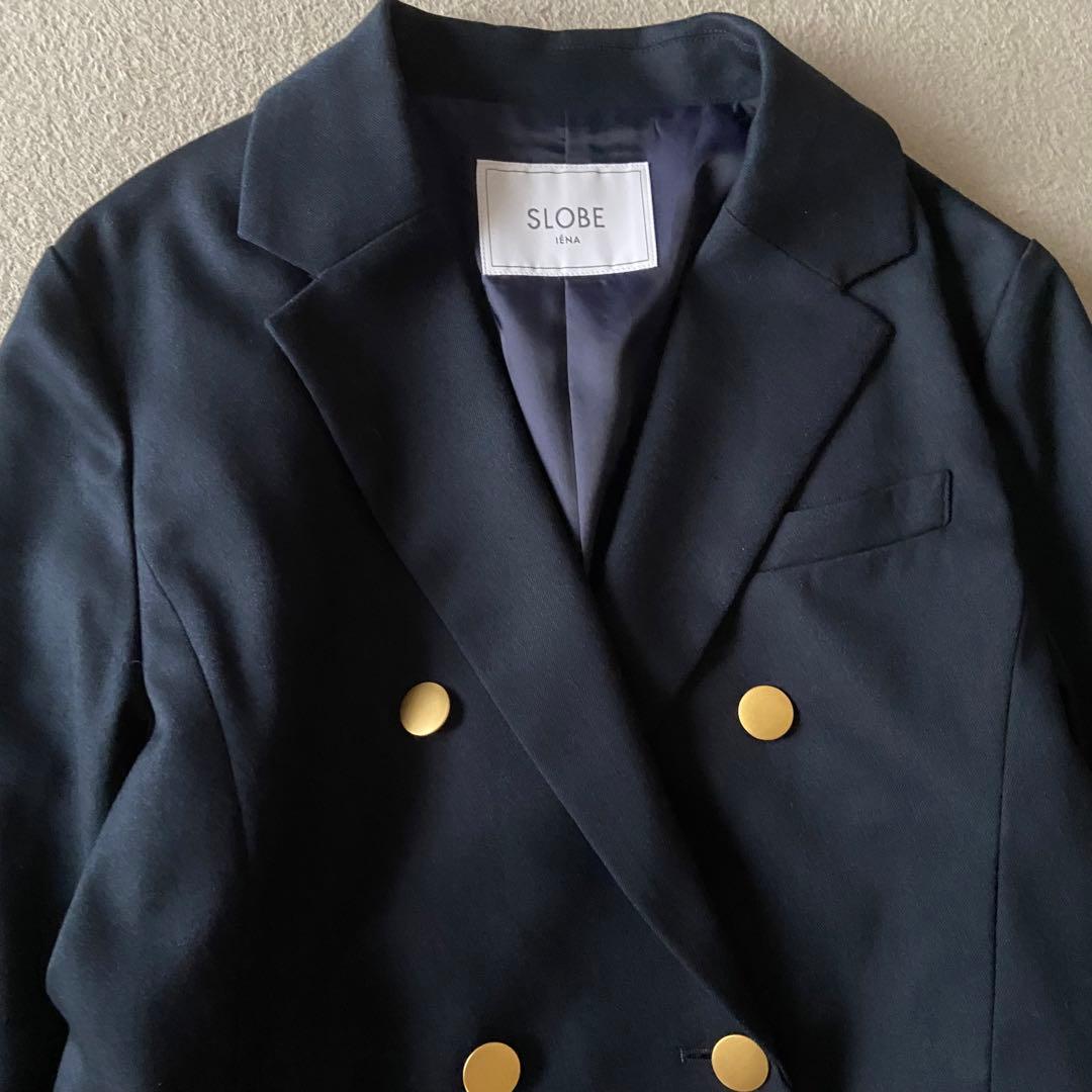 【極美品】スローブイエナ 金ボタン ダブルブレスト ジャケット 紺 テーラード