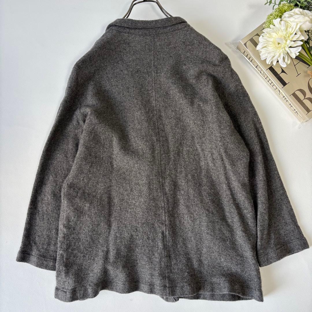 【美品】ミディウミ カーディガン ジャケット ウールリネン グレー 銀ボタン