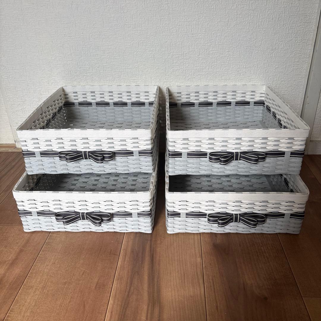 由加理ページ　エコクラフト　クラフトバンド　小物入れ４点