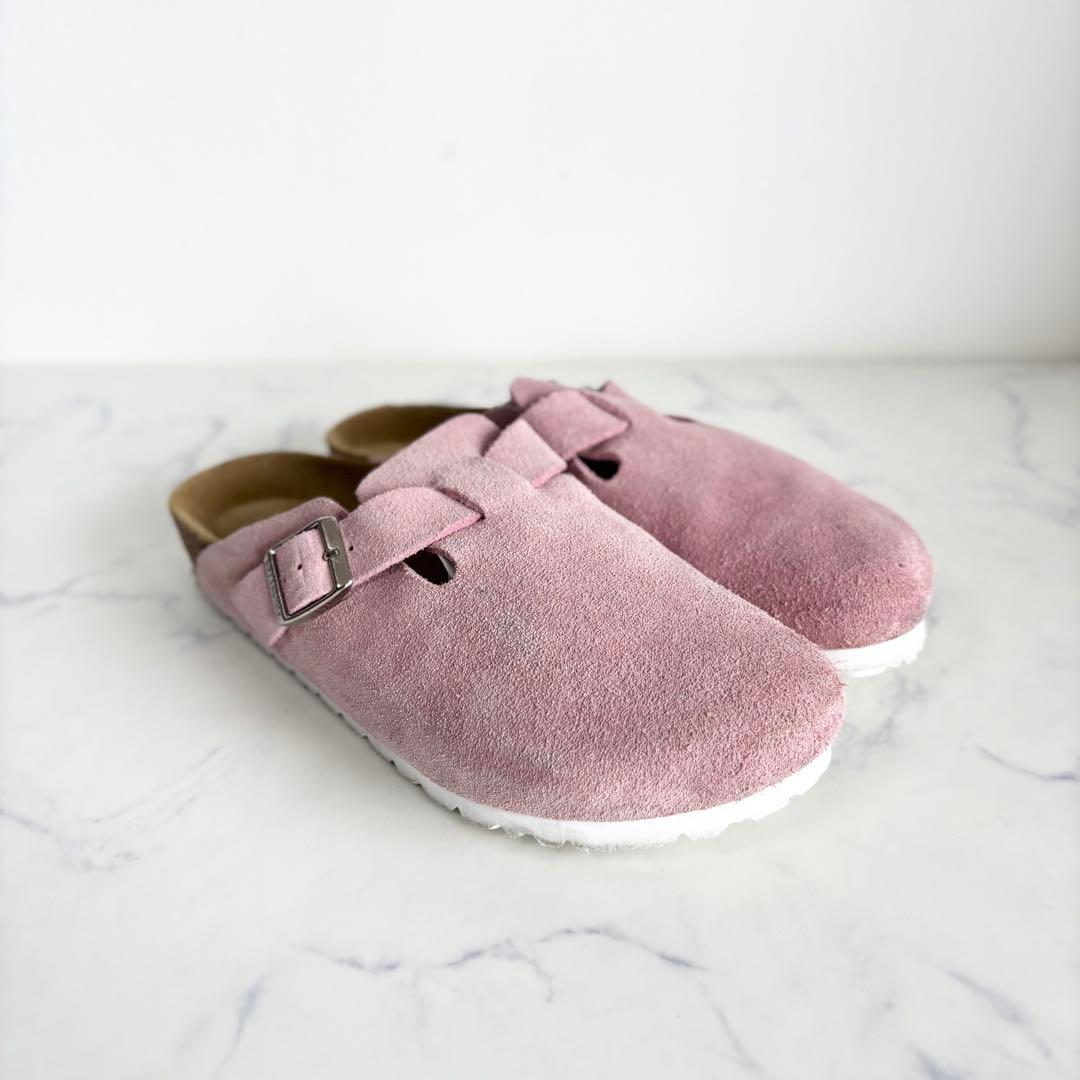 ビルケンシュトック 40 26.0 ボストン サンダル スエード ピンク