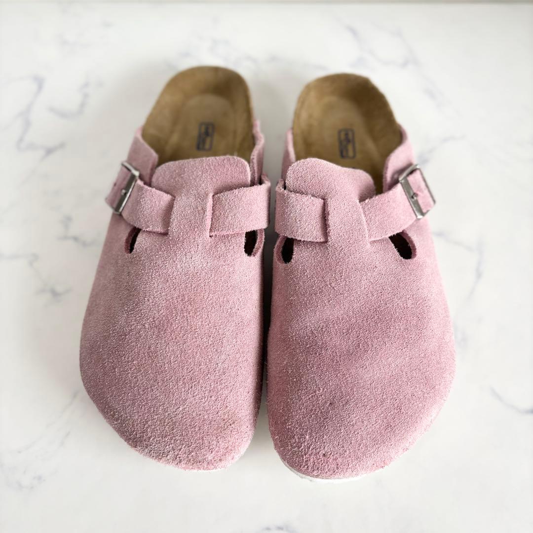 ビルケンシュトック 40 26.0 ボストン サンダル スエード ピンク