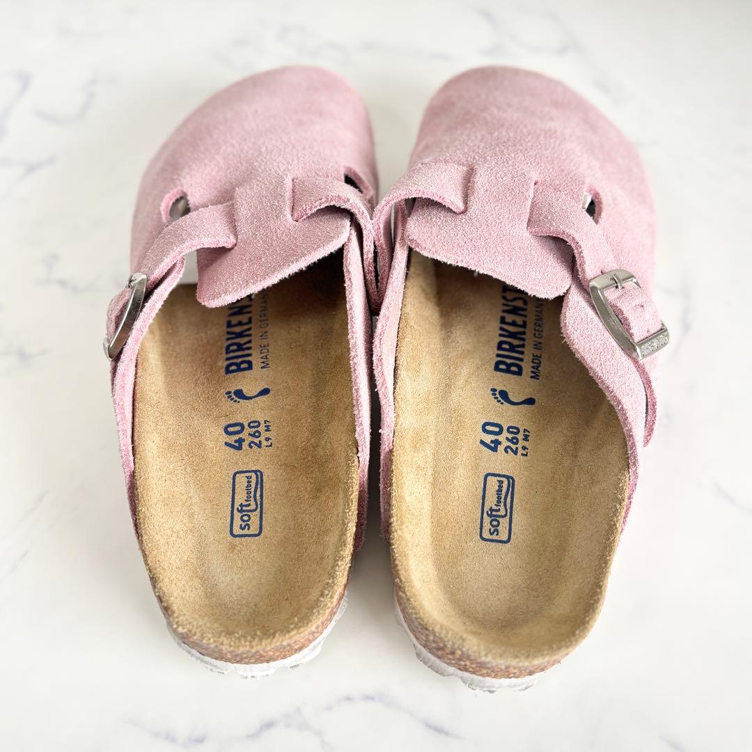 ビルケンシュトック 40 26.0 ボストン サンダル スエード ピンク