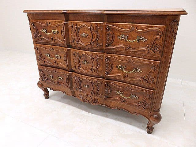 フレンチアンティーク オーク無垢材彫刻猫脚チェスト サイドチェス