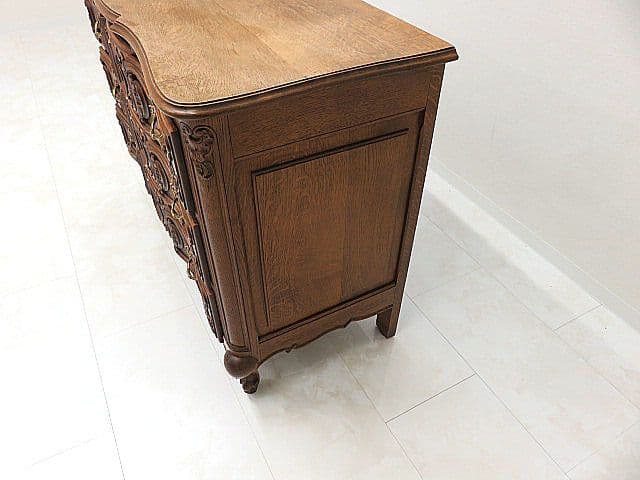 フレンチアンティーク オーク無垢材彫刻猫脚チェスト サイドチェス