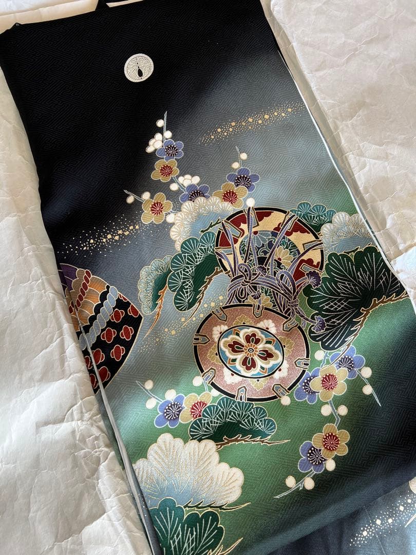 保管品 ) 正絹　男児　お宮参り 産着 きもの ドラゴン刺繍の伝統的和服