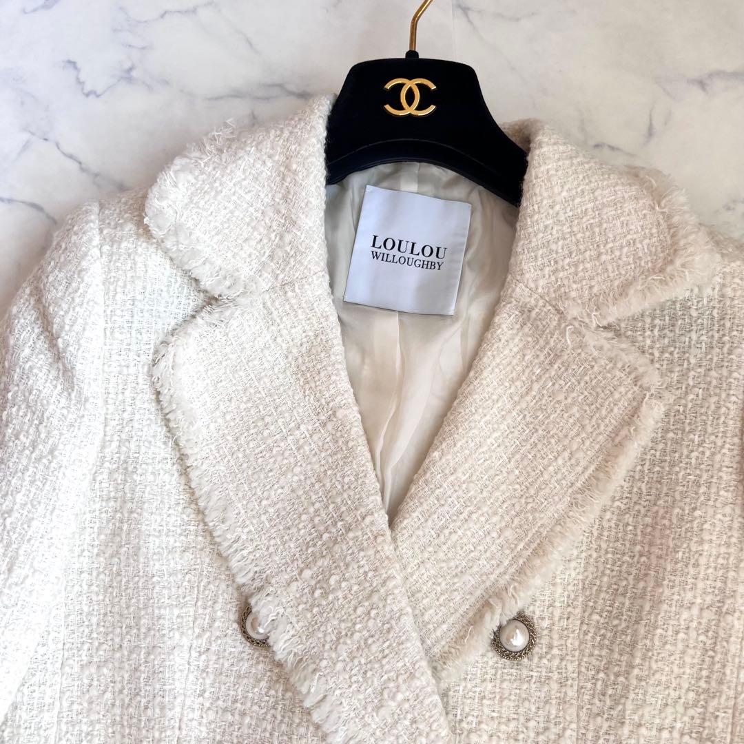 【未使用級】ルルウィルビー イタリア生地 ファンシーツイードダブルジャケット