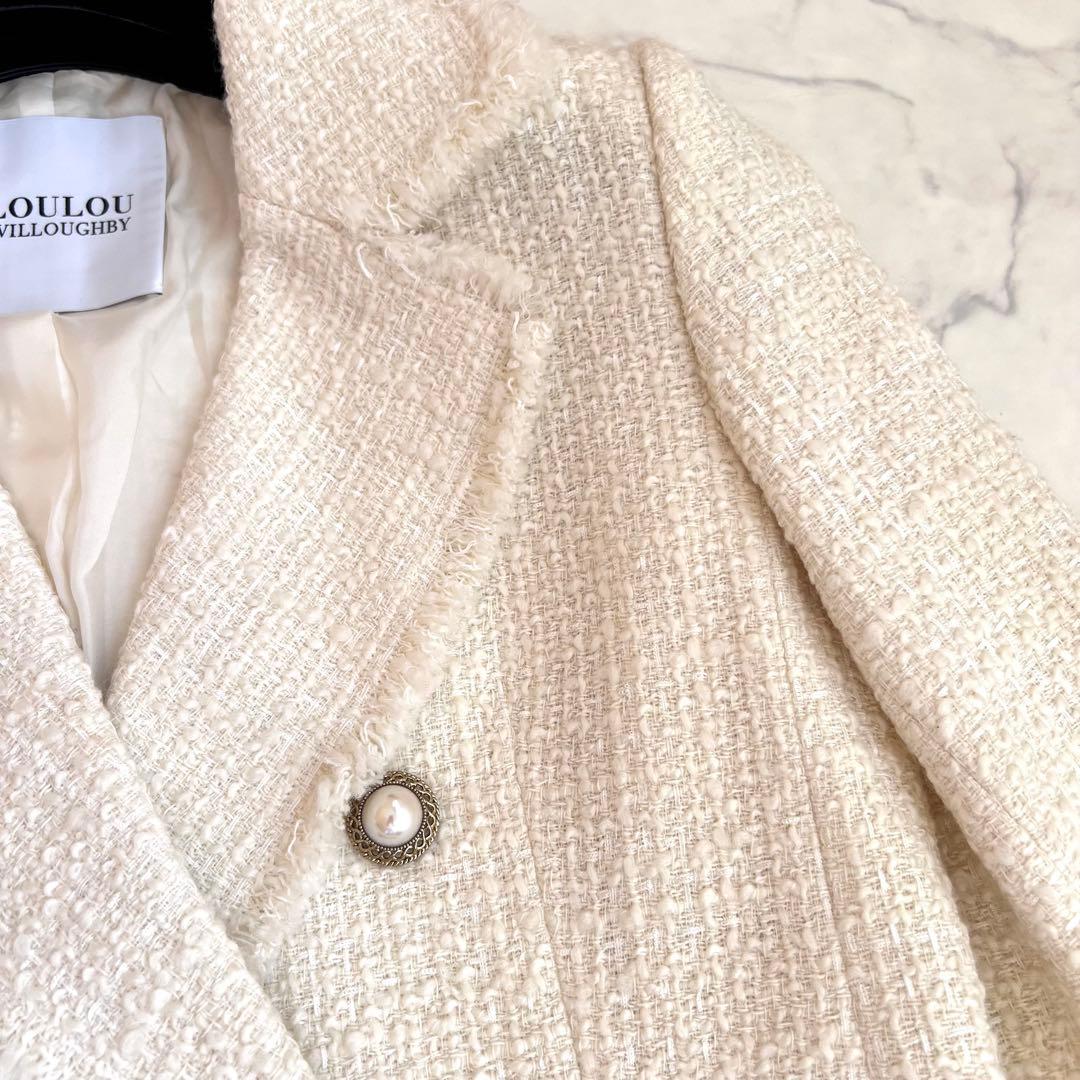 【未使用級】ルルウィルビー イタリア生地 ファンシーツイードダブルジャケット