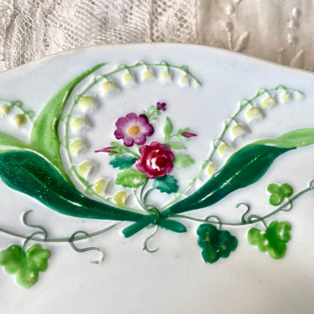 クレイユモントローFlora MuguetすずらんプレートBフランスアンティーク