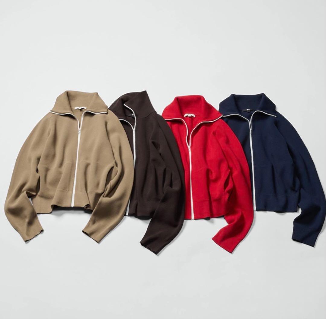 ユニクロC　ミラノリブフルジップカーディガン XXL ベージュ　②