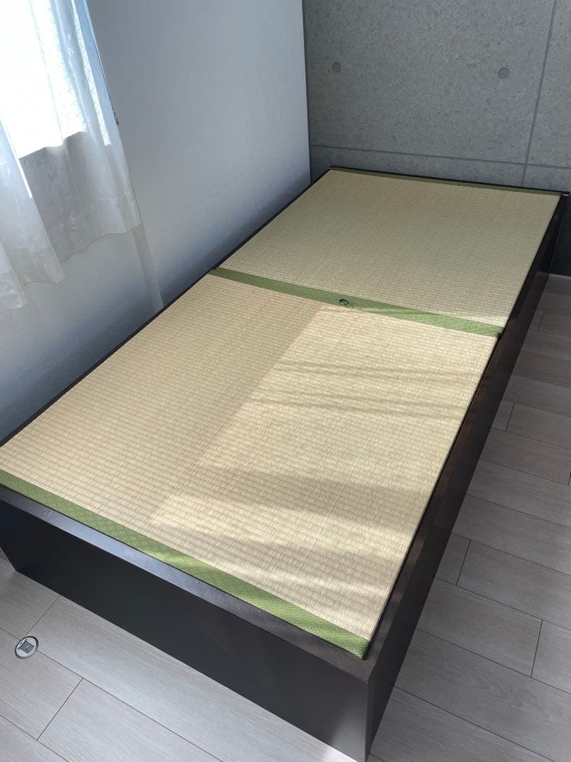 【引取限定】 シングルベッドフレーム ダークブラウン 畳