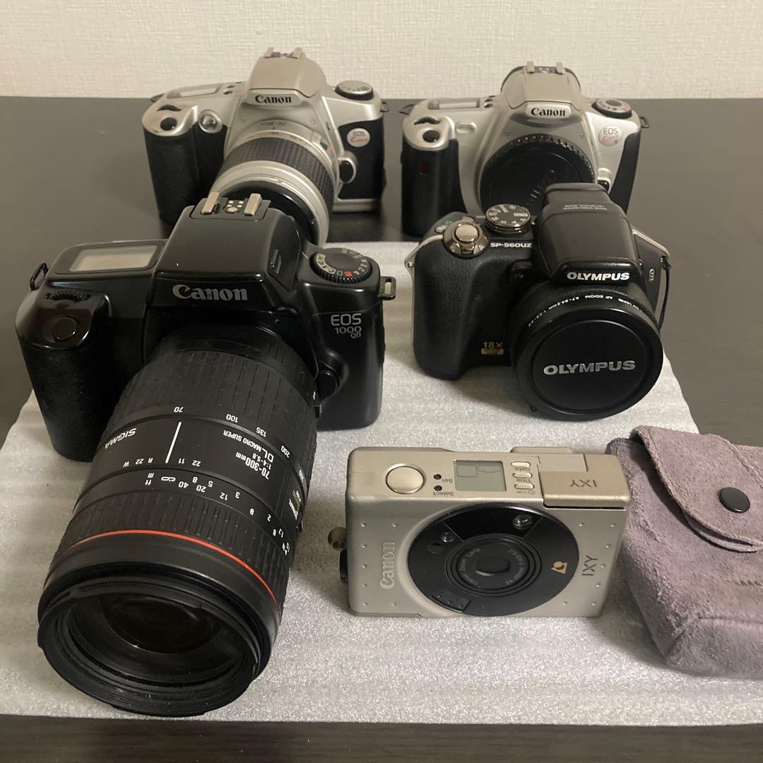 一眼レフフィルムカメラ　Canon 4台 、オリンパス 1台　動作未確認