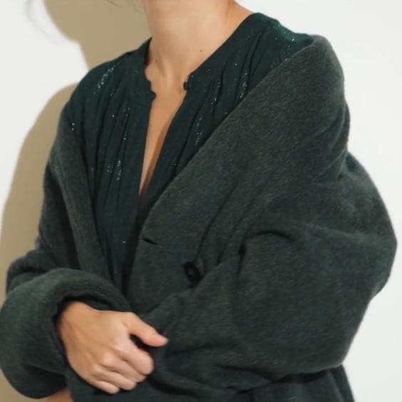 美品　スタイリング　ケイシラハタ　シャギーウールノーカラーボリュームコート754