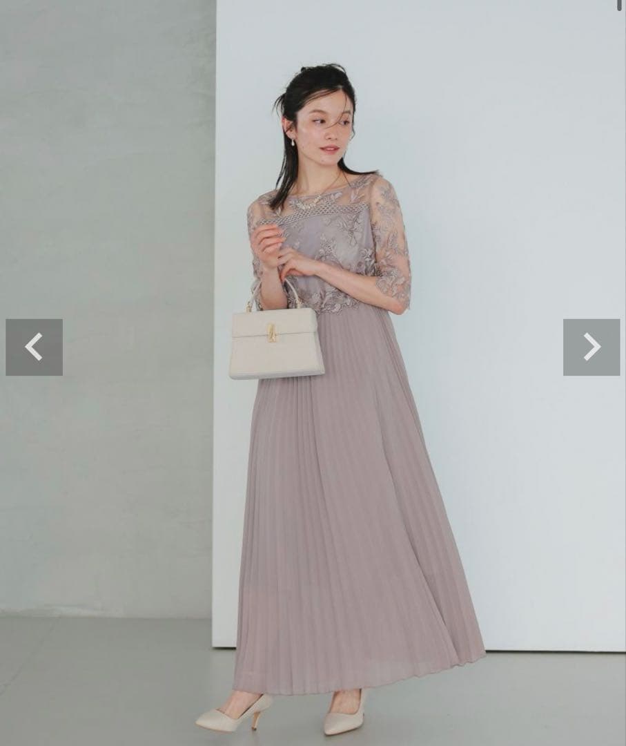 Dorry Doll レース 切り替えプリーツロングドレス