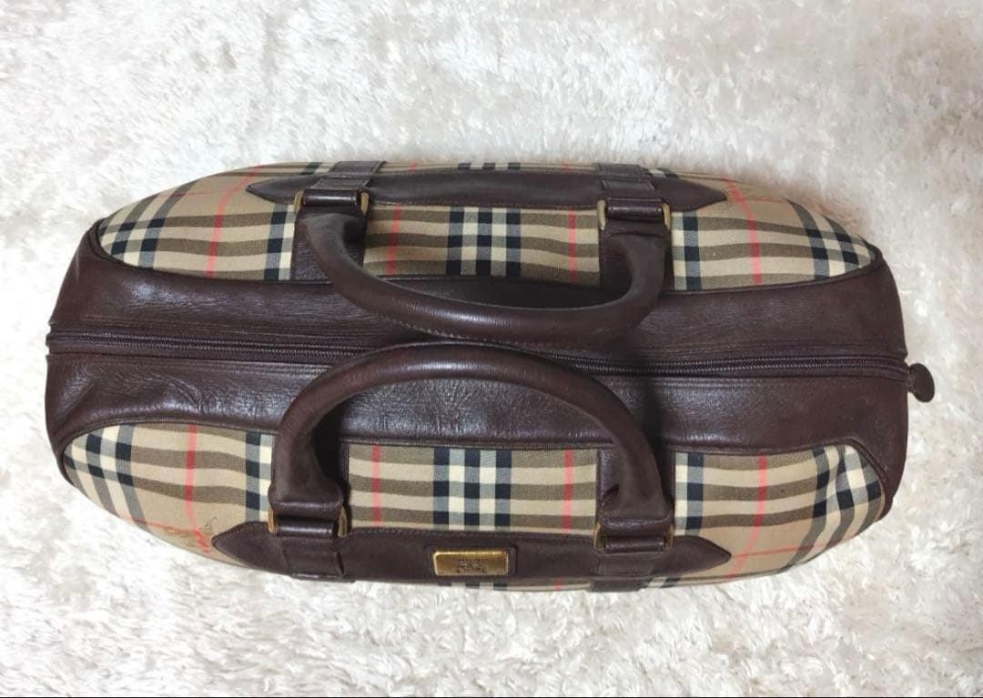 Burberry ボストンバッグ大容量 ノバチェック 旅行カバン シャドーホース