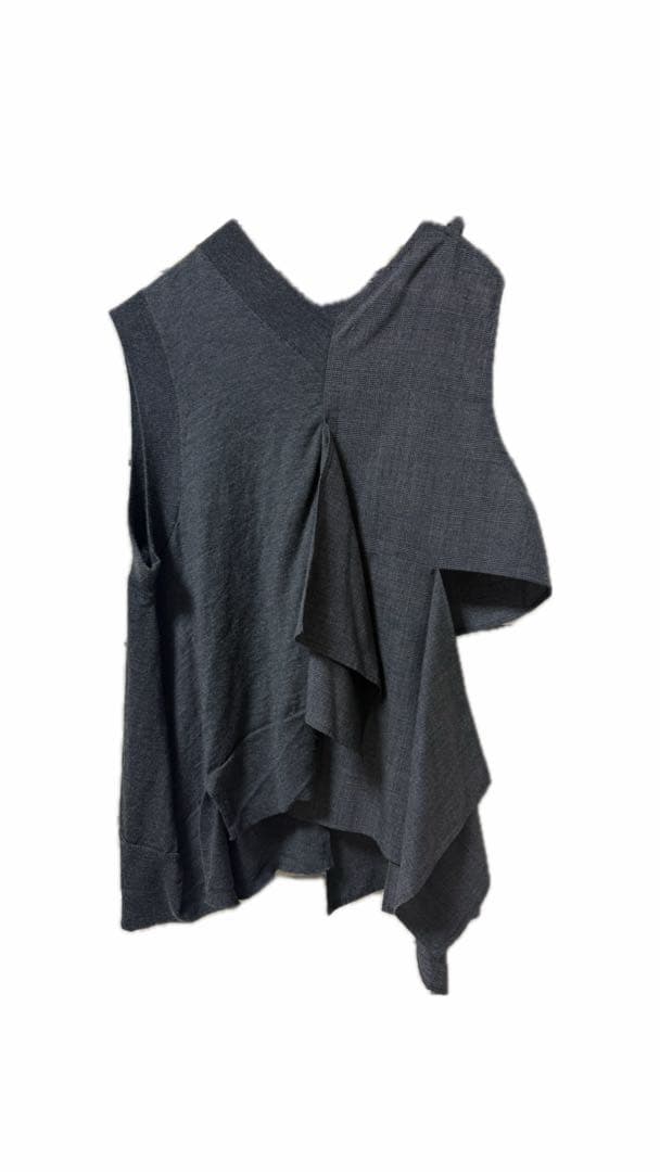 アシンメトリー ニットベスト ダークグレー