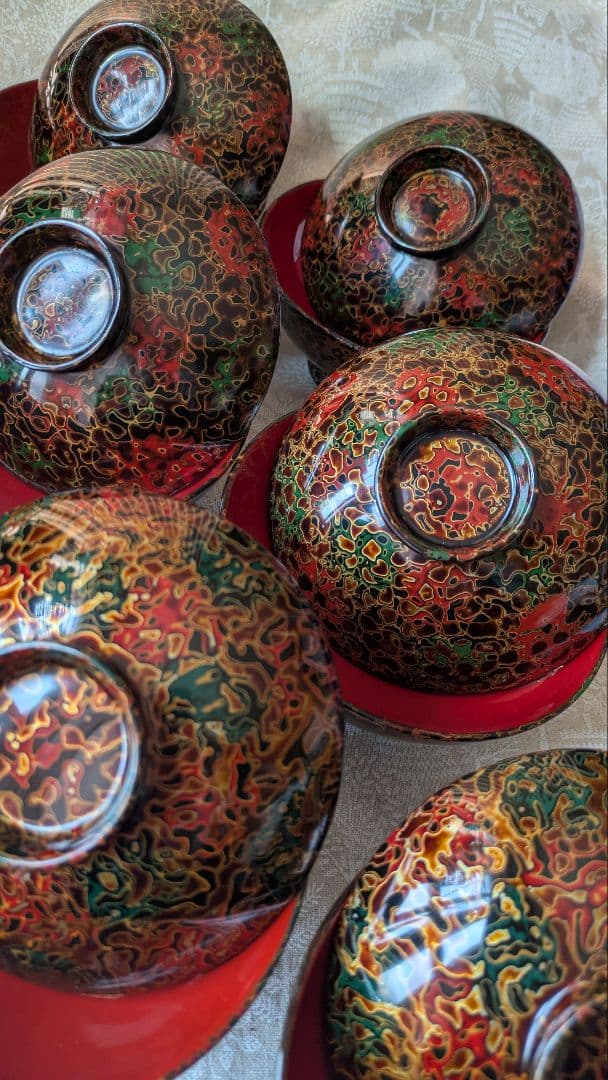 15日までセール 津軽塗 新品 お椀6個セット 唐塗