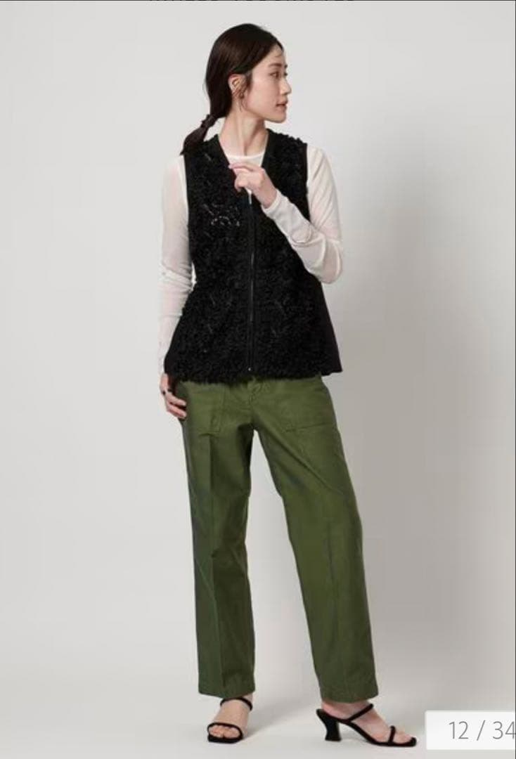 新品 2025 ユナイテッドアローズ フラワー チュール ニットベスト ネイビー