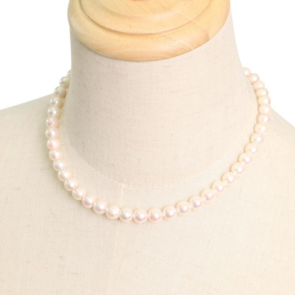 【鑑別書付き】　あこや真珠　ネックレス ラウンド 8～8.5mm SILVER