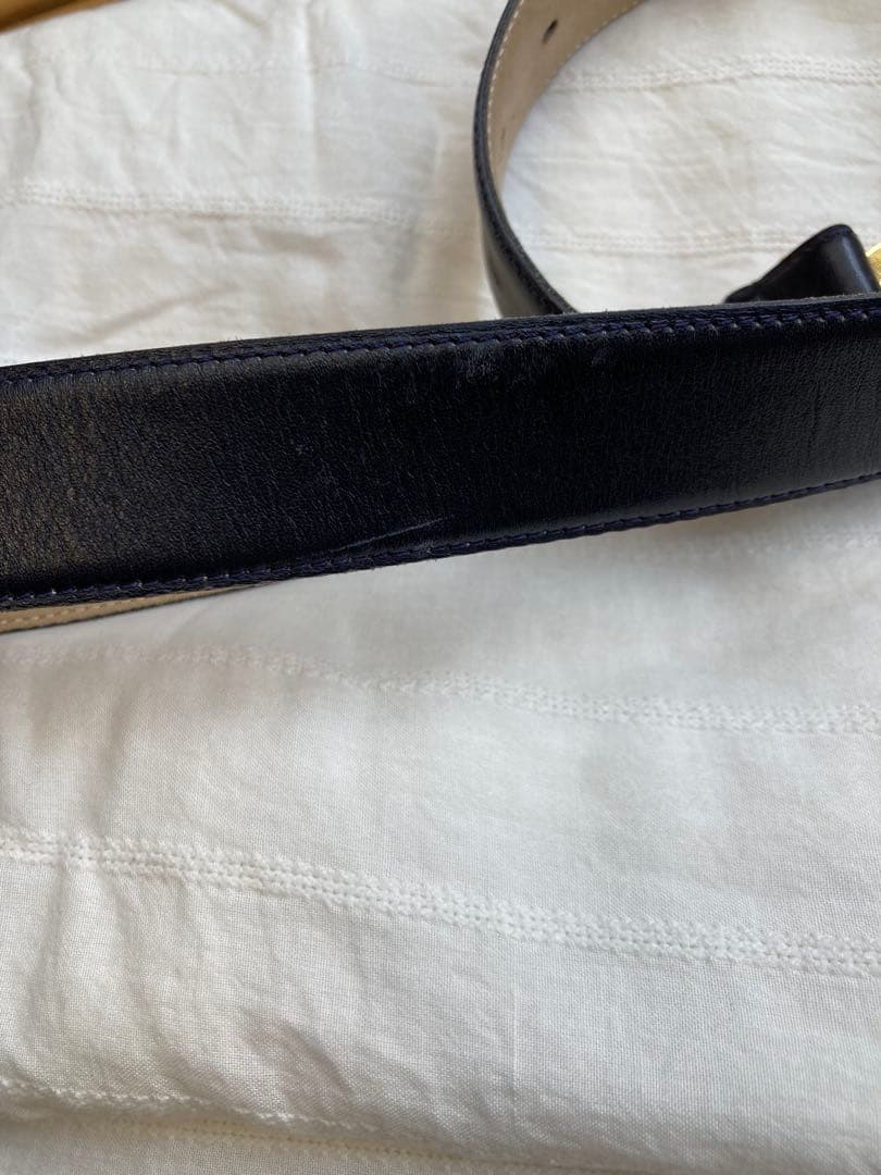 CHANEL ブラックレザーベルト ゴールドバックル