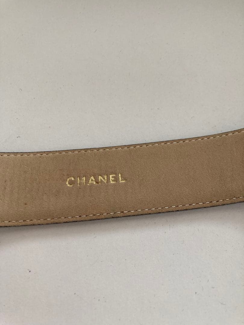 CHANEL ブラックレザーベルト ゴールドバックル