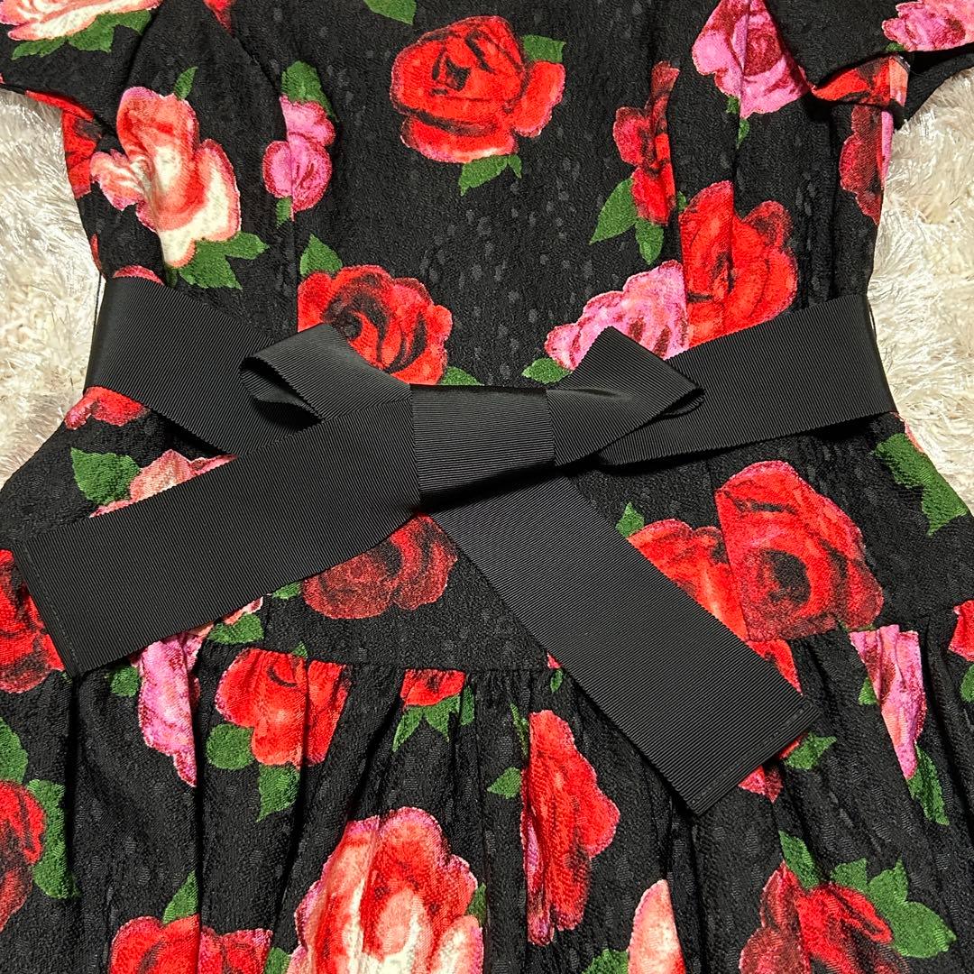 エムズグレイシー 秋冬カタログ バルーンワンピース 薔薇 ジャガード 花柄 黒