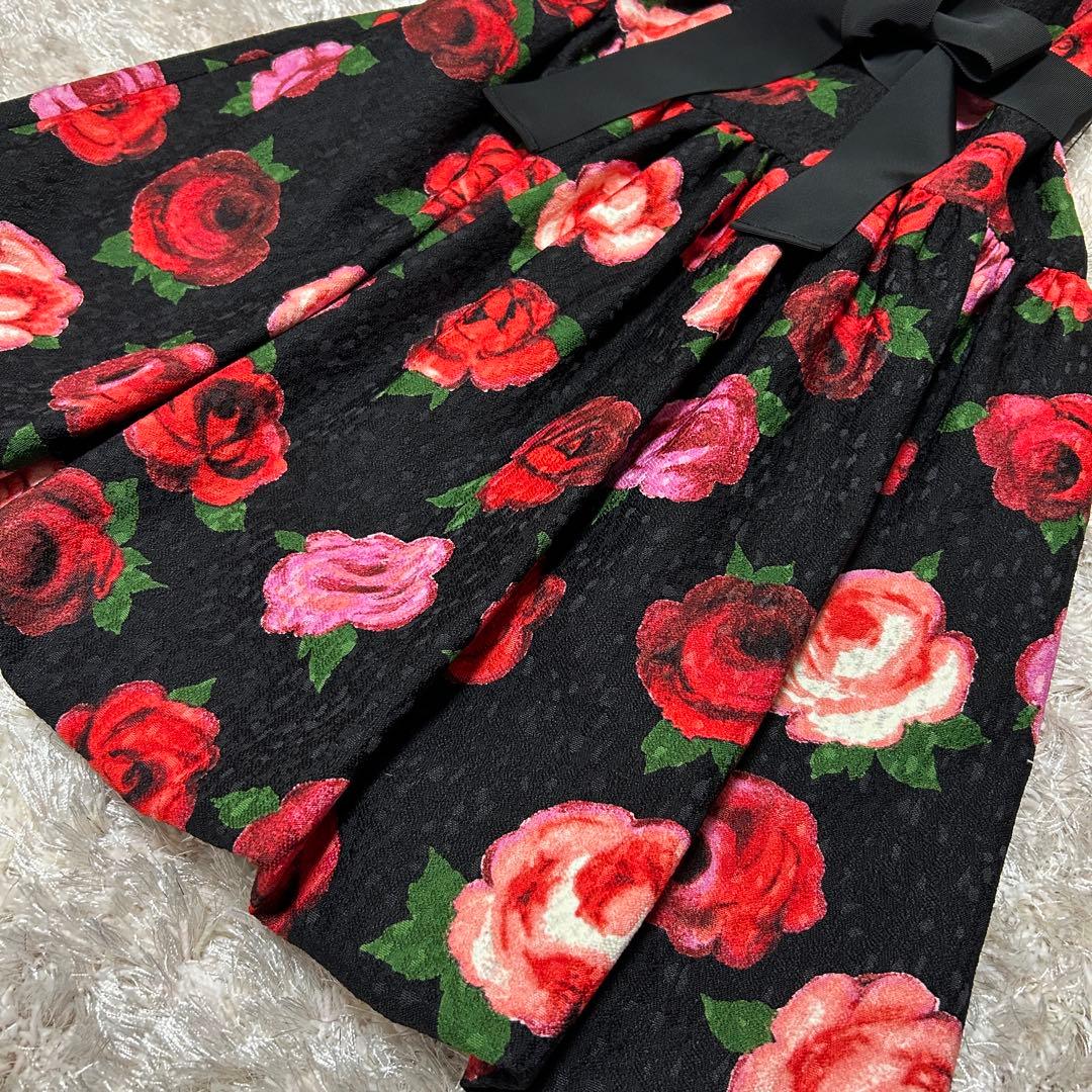 エムズグレイシー 秋冬カタログ バルーンワンピース 薔薇 ジャガード 花柄 黒