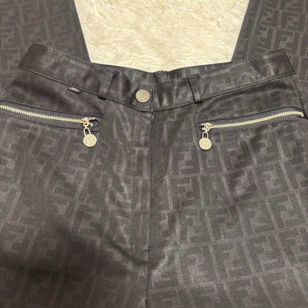 フェンディ ズッカ カジュアル パンツ FF 総柄 ブラック