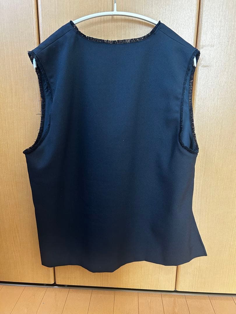 OUR 洗えるフリンジベスト　ネイビー サイズFREE