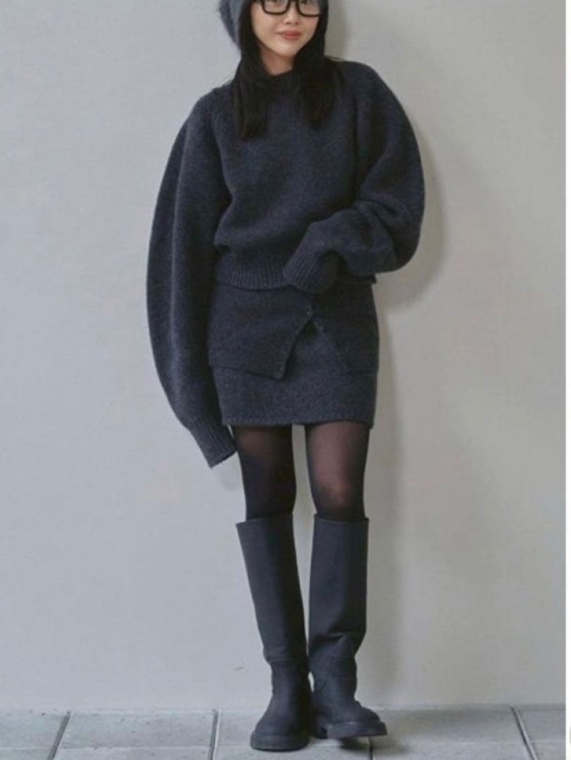 トゥデイフル　TODAYFUL レイヤードニットスカート チャコールグレー