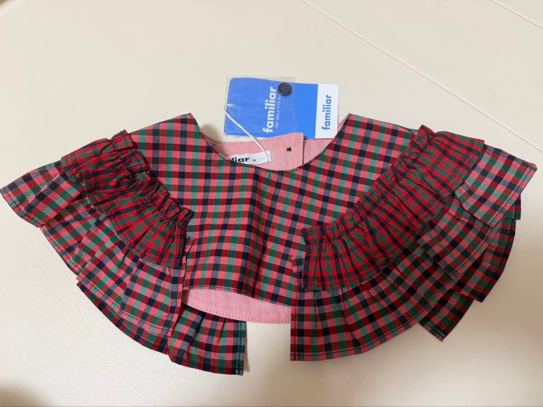 familiar チェック柄 フリル付きつけ襟 新品未使用