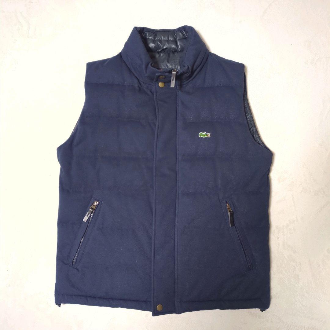 良品 ラコステ コットンピケ ダウンベスト BH310E ネイビー XL