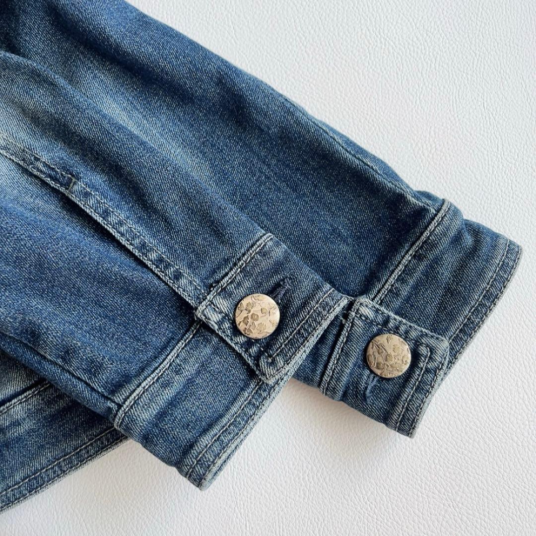 マックスマーラ　デニムジャケット　ブローチ付　ノーカラー　マレーラ　金ボタン