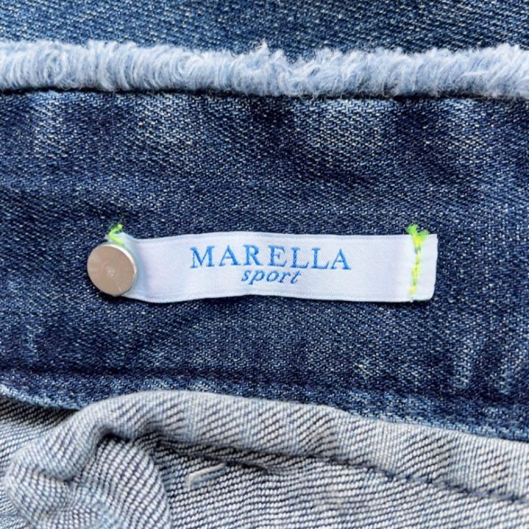 マックスマーラ　デニムジャケット　ブローチ付　ノーカラー　マレーラ　金ボタン