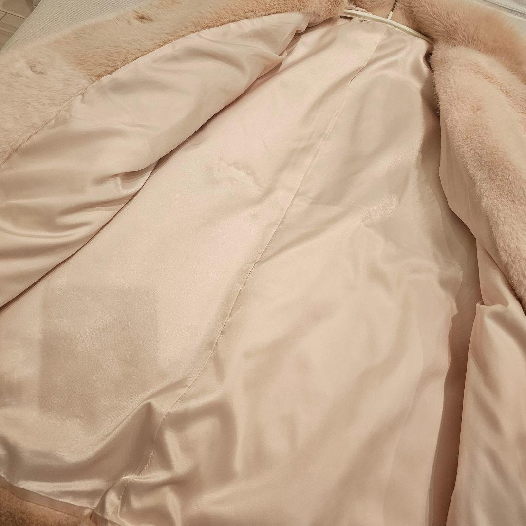 【2/21発送】FURFUR パッチワークエコファーミドルコート ピンク