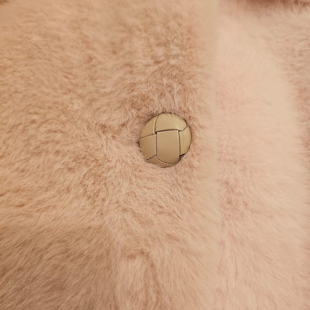 【2/21発送】FURFUR パッチワークエコファーミドルコート ピンク