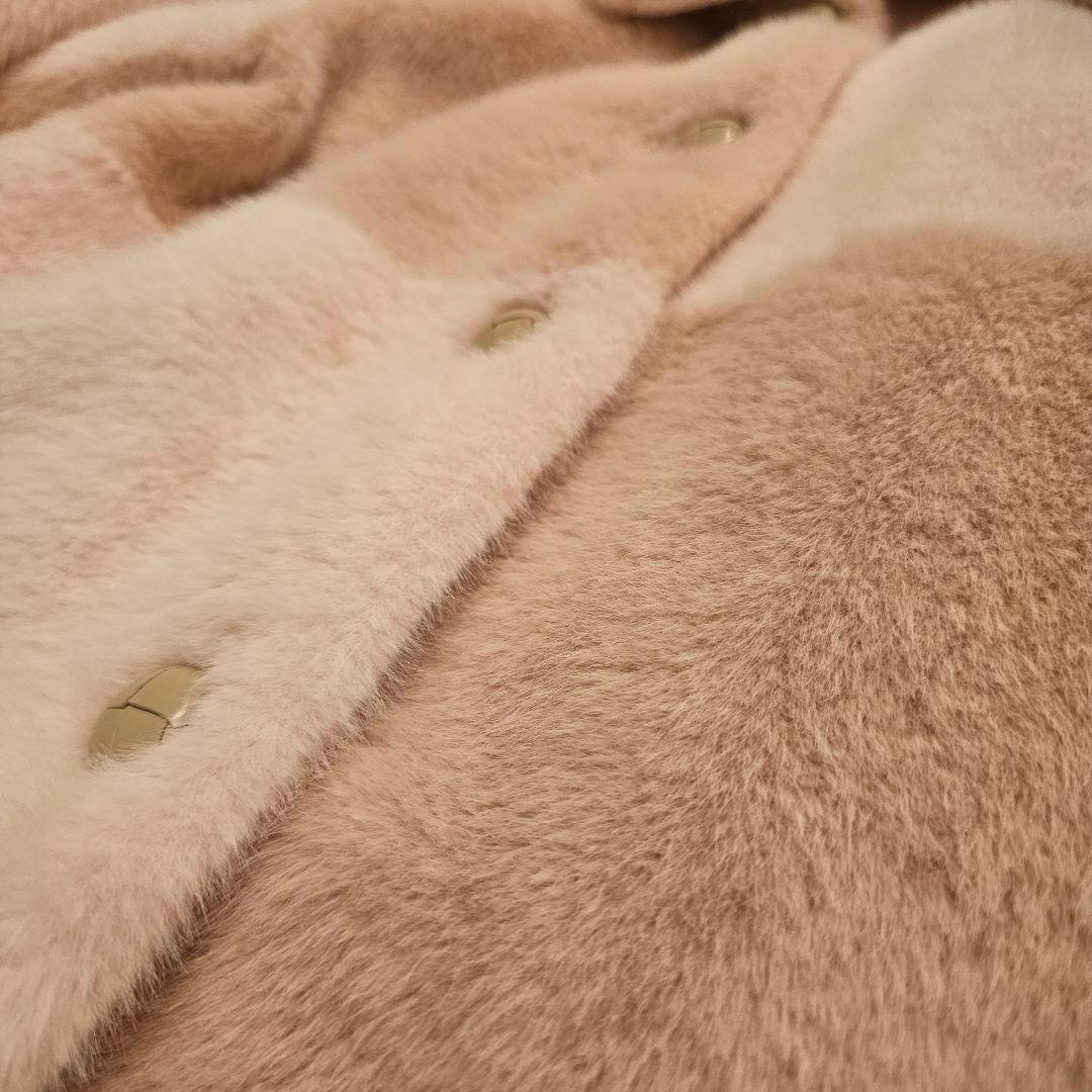 【2/21発送】FURFUR パッチワークエコファーミドルコート ピンク