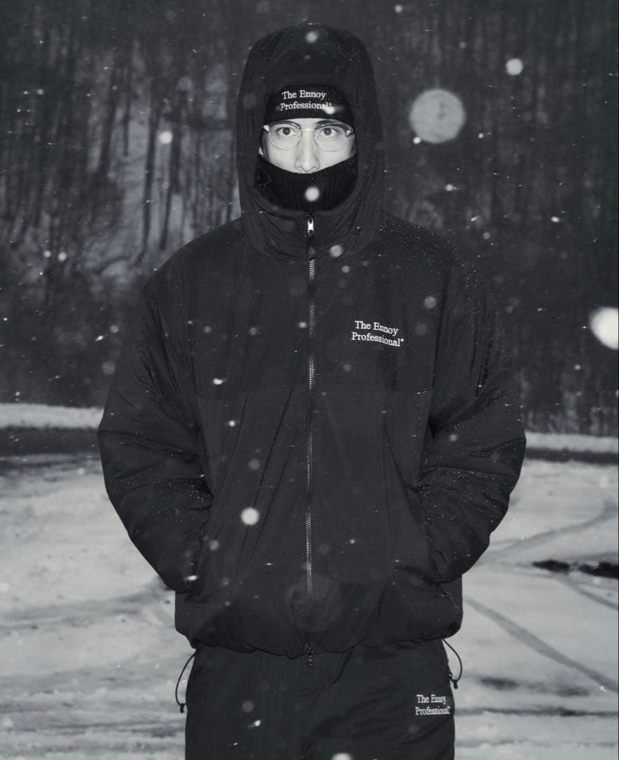 ジャケット・アウター ENNOY Padded Nylon Hoodie BLACK XL