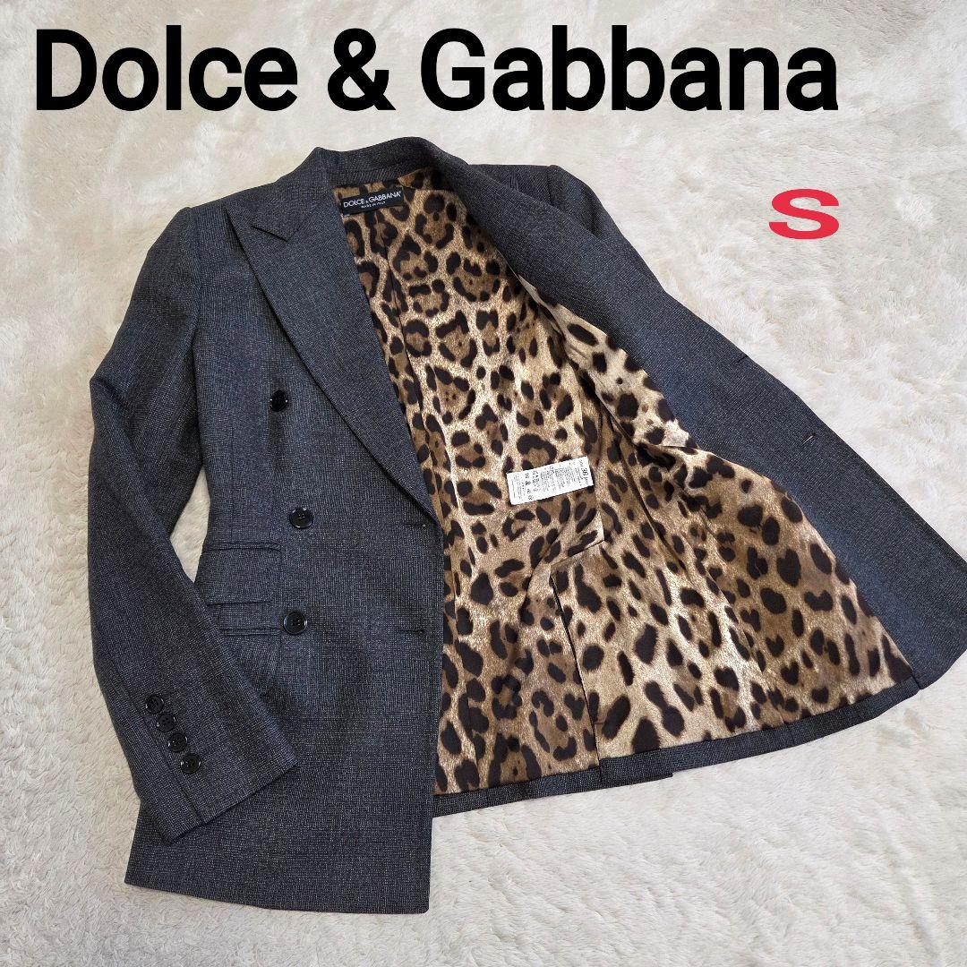 美品　テーラードジャケット　ダブル　ヒョウ柄　グレー　ドルガバ