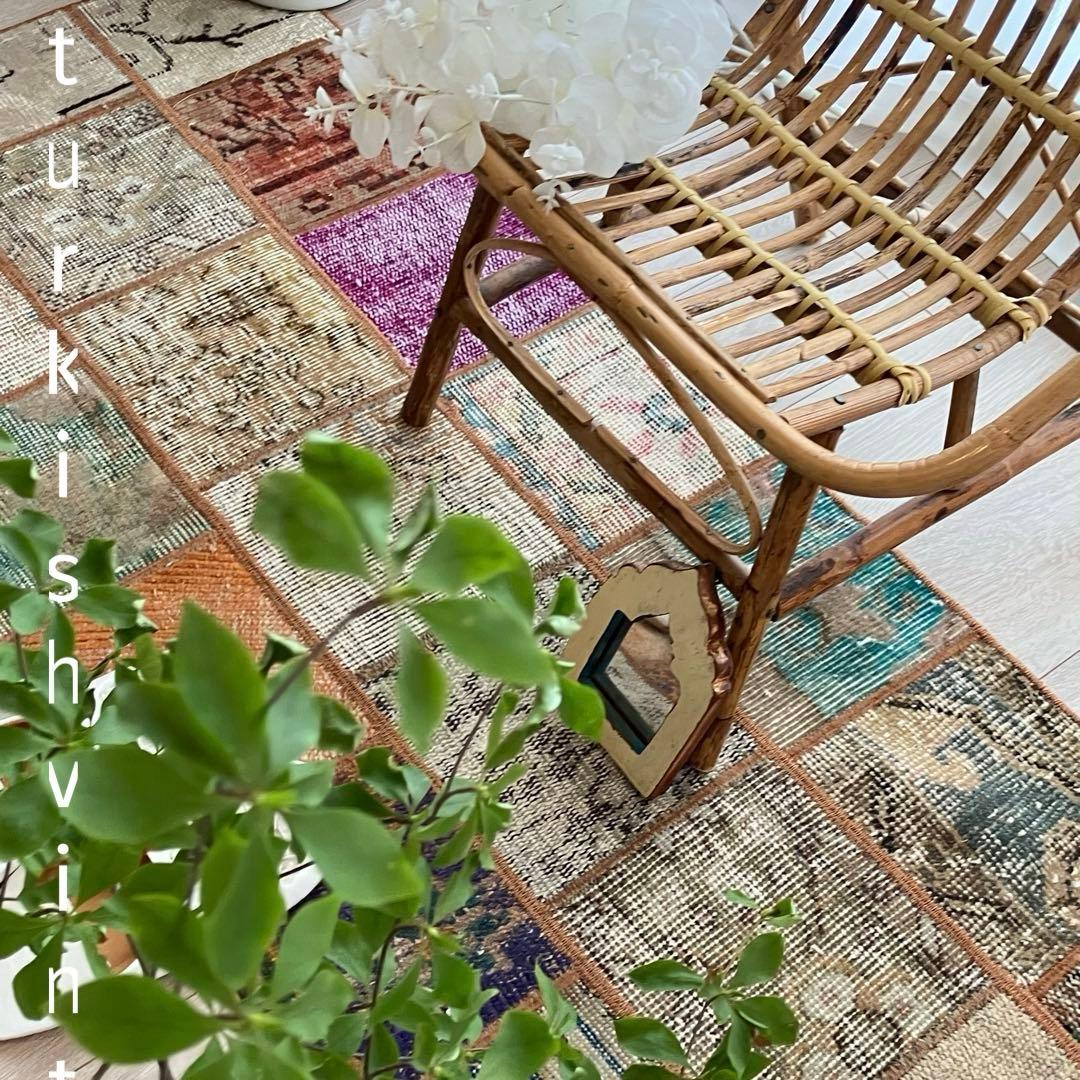 カラフル57×161✳︎パッチワーク　ランナー　ロング　トルコヴィンテージラグ