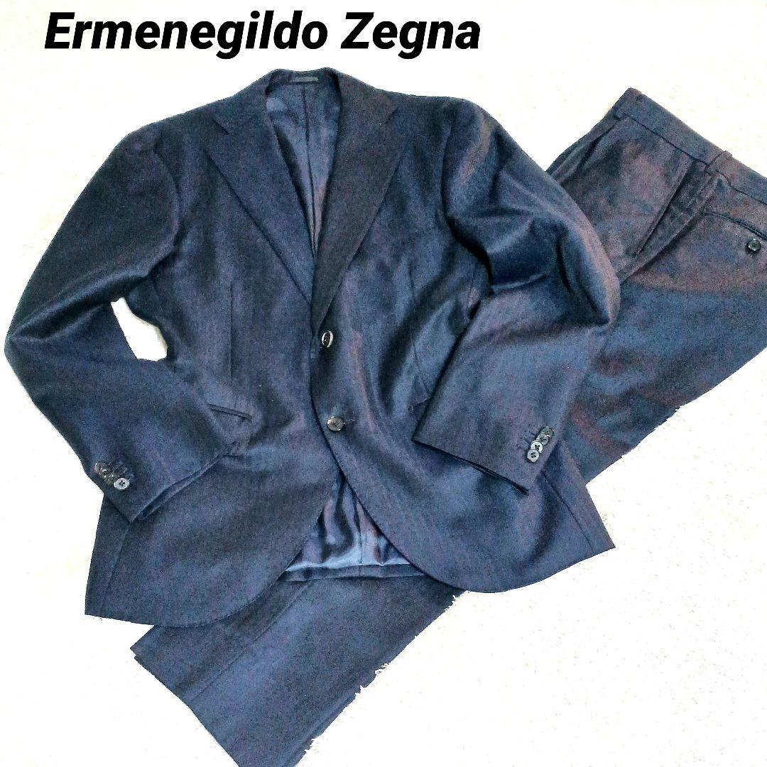 ​【極上生地】ゼニアセットアップスーツ XL ELECTA ウール100% 美品