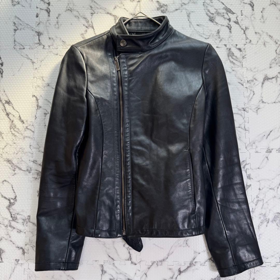 ダークビッケンバーグ　ライダースジャケット　カウレザー　シルバー金具　フリル