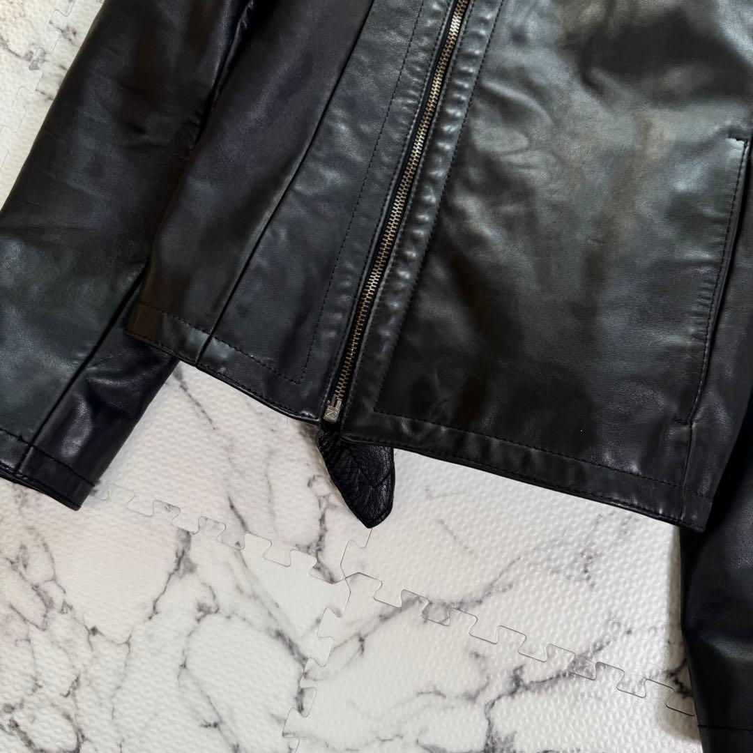 ダークビッケンバーグ　ライダースジャケット　カウレザー　シルバー金具　フリル