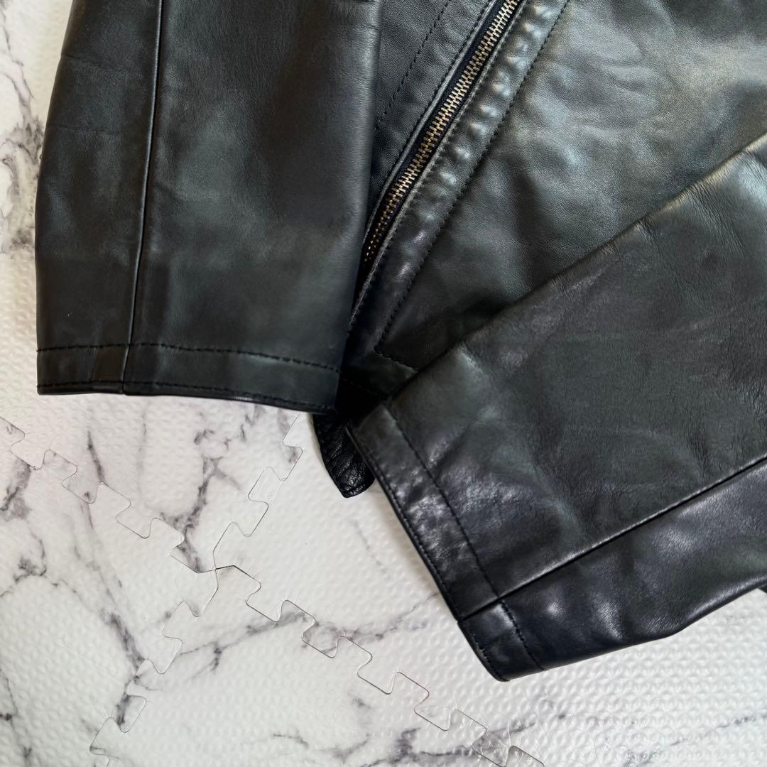 ダークビッケンバーグ　ライダースジャケット　カウレザー　シルバー金具　フリル