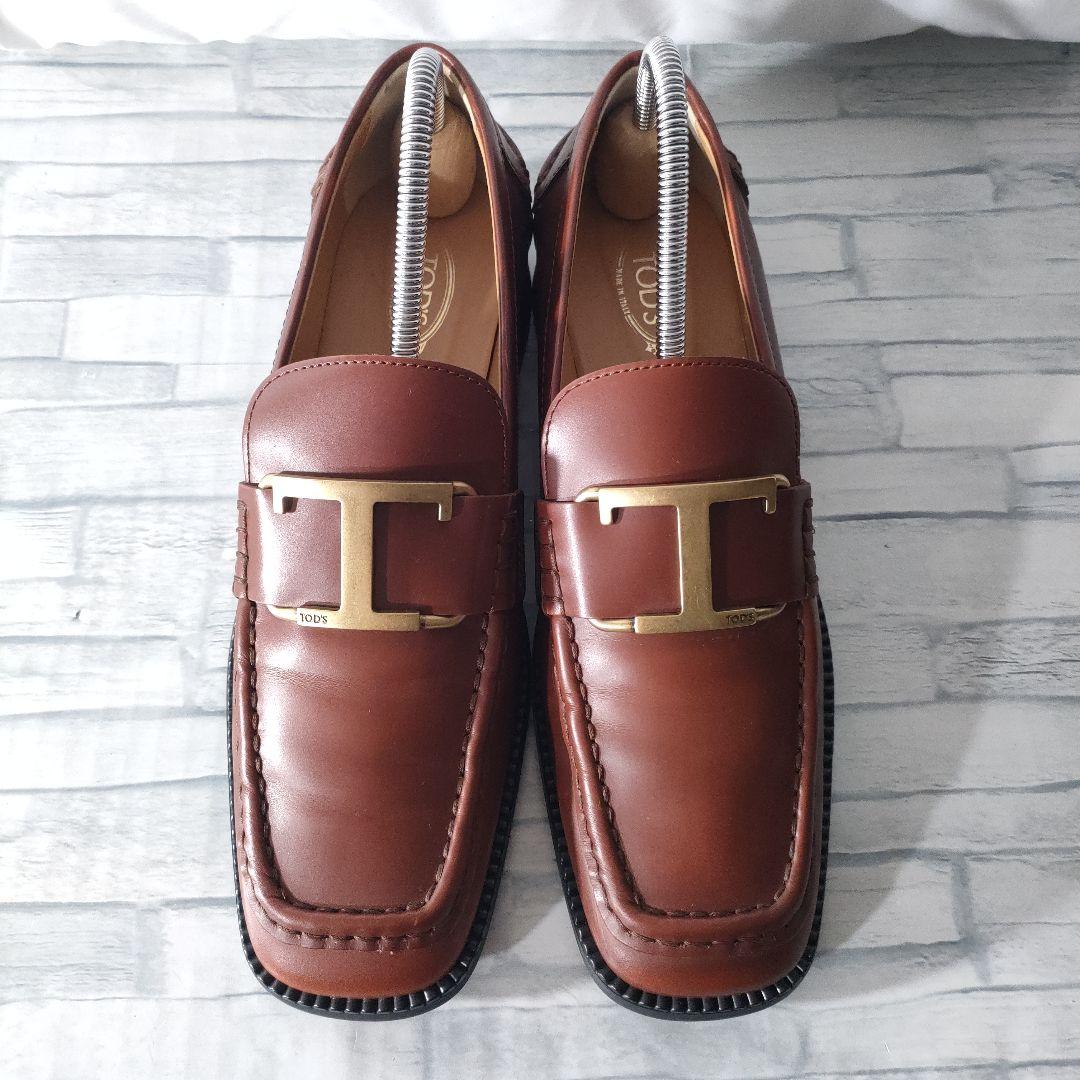 保存袋付き✨TOD'S　レザーローファ　タイムレス　ブラウン×ゴールド　37