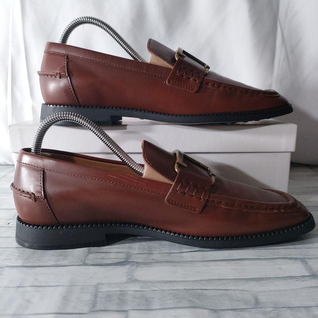 保存袋付き✨TOD'S　レザーローファ　タイムレス　ブラウン×ゴールド　37